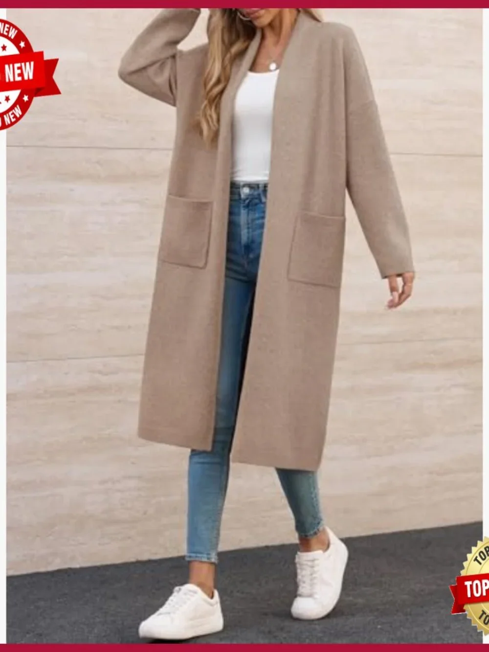 Oversized Chunky Knit Cardigan with Pockets Long Duster Coat - Picture 4 of 7